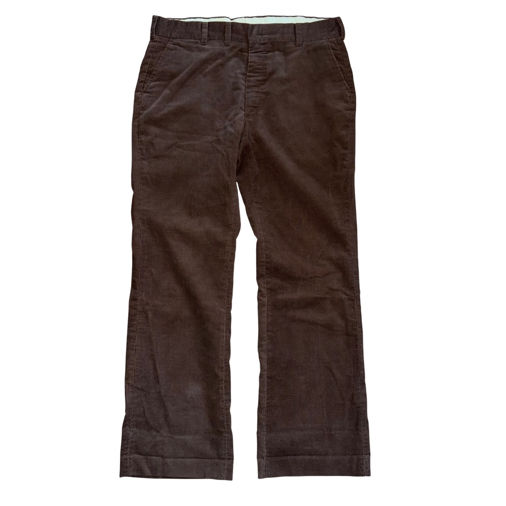 Vintage Mens Dark Brown Corduroy Trousers Straight Leg Pants 35x31